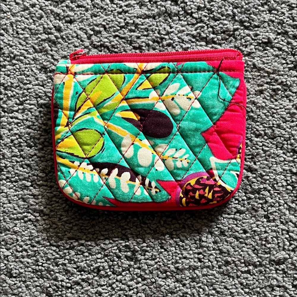 Vera Bradley Pink and Green Quilted Pouch